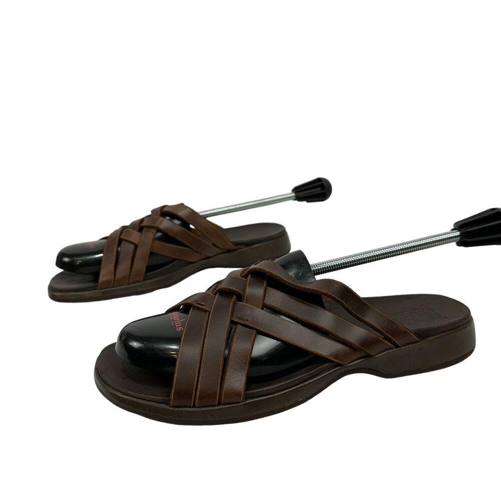 Timberland Mens 11M Brown Leather Slide Sandals Smart Comfort System 37307